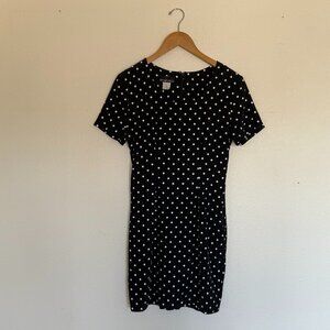 Vintage My Michelle Black and White Polka Dot Fitted 90s Mini Dress Small